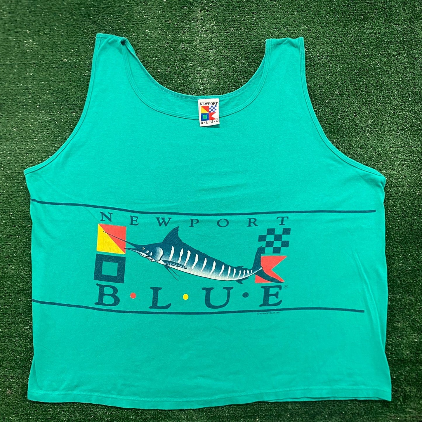 Vintage 80s Newport Nautical Single Stitch Surf Beach Tank