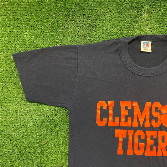 Vintage 80s Clemson Tigers Shirt College University Logo Tee