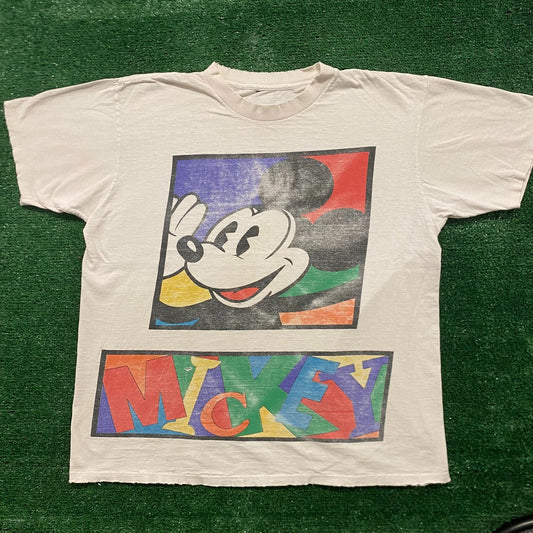 Vintage 90s Mickey Mouse Pop Art Single Stitch Essential Tee
