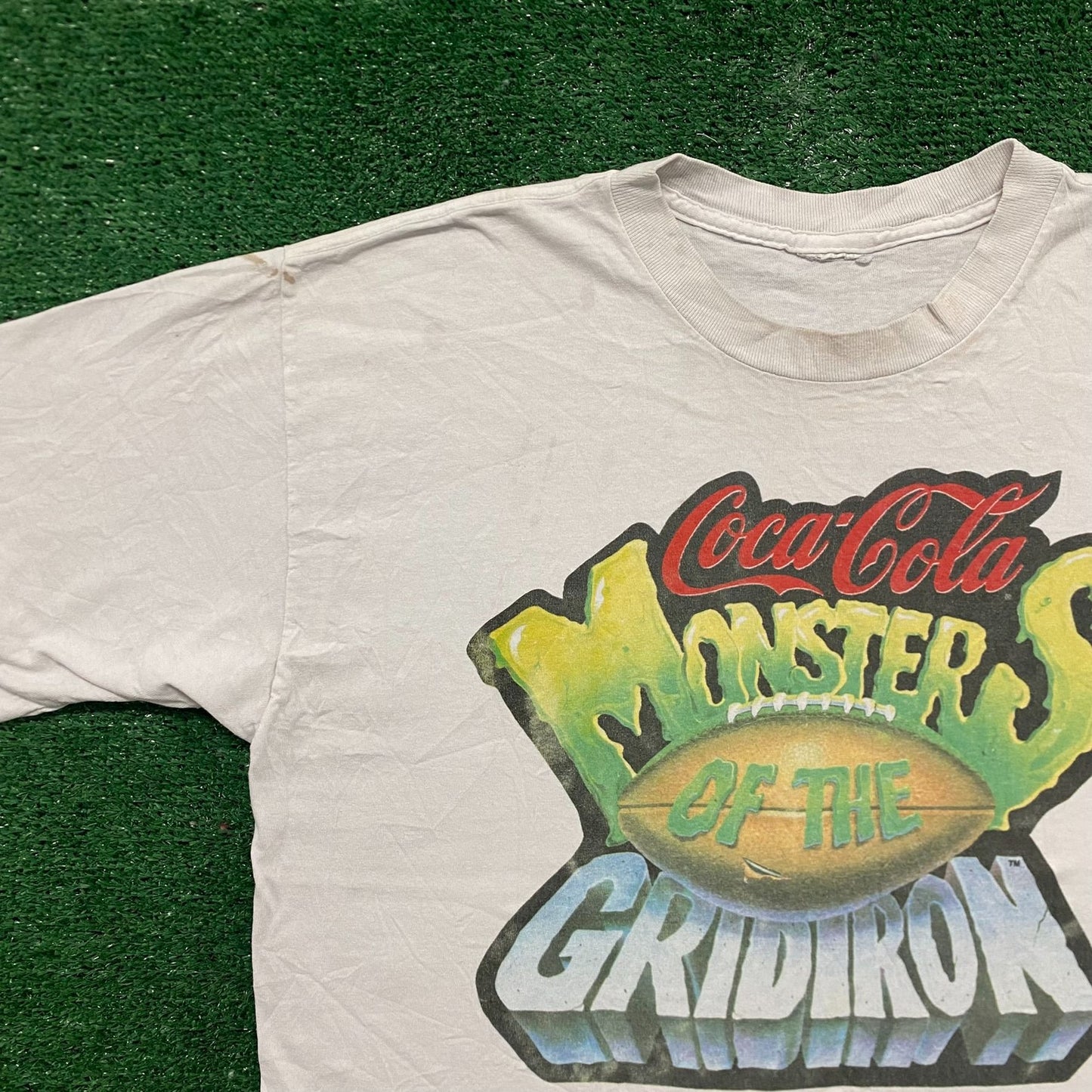 Vintage 90s Baggy Coca Cola Coke Monsters Football T-Shirt