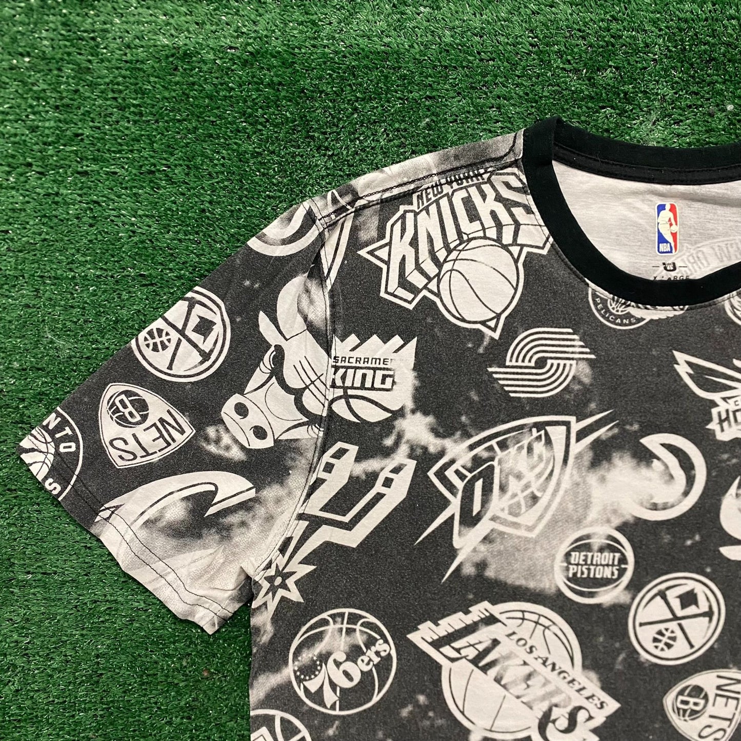 Vintage Y2K NBA Logo Shirt All Over Print AOP Drill Tee