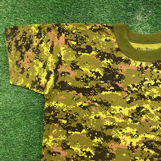 Digital Forest Camo Vintage Army Military T-Shirt