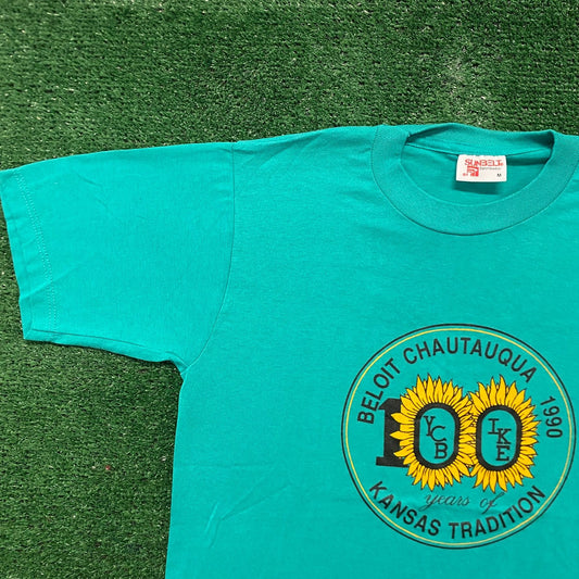 Vintage 90s Kansas Park Flowers Sunflower T-Shirt