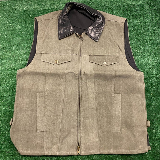 Gray Western Denim Cowboy Rancher Hunting Vest