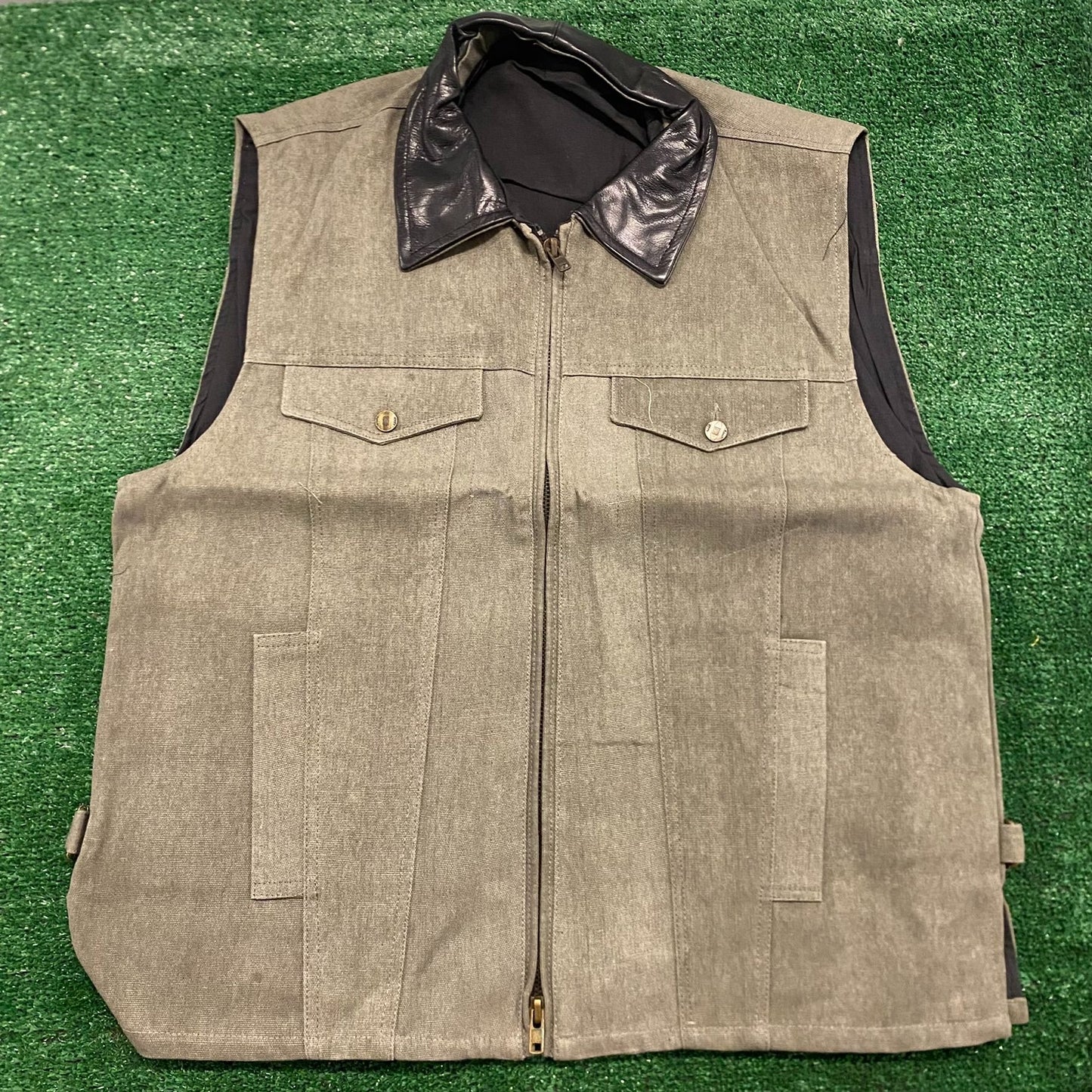 Gray Western Denim Cowboy Rancher Hunting Vest