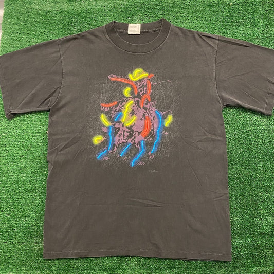 Marlboro Neon Rodeo Cowboy Vintage 90s Western T-Shirt
