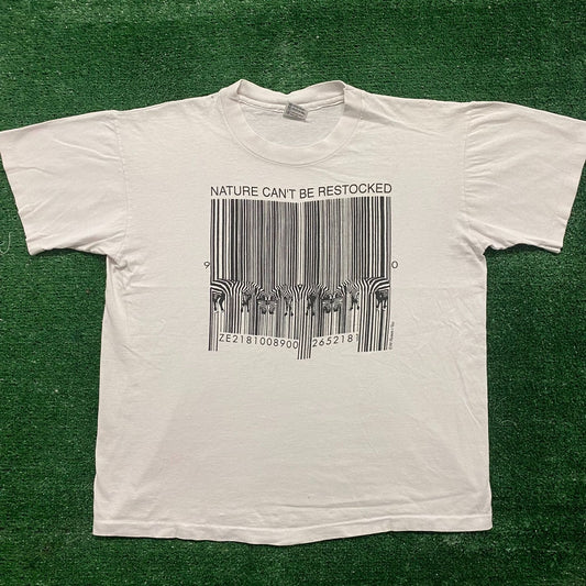 Vintage 90s Nature Barcode Shirt Single Stitch Animal Tee