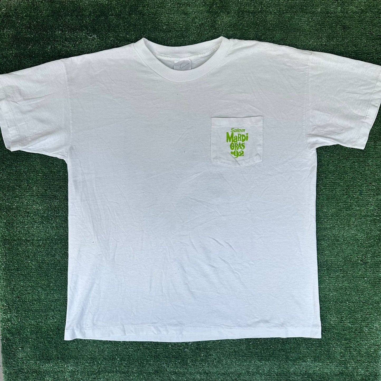 Vintage 90s Salem Cigarettes Mardi Gras 1992 T-Shirt White XL Single Stitch Jazz