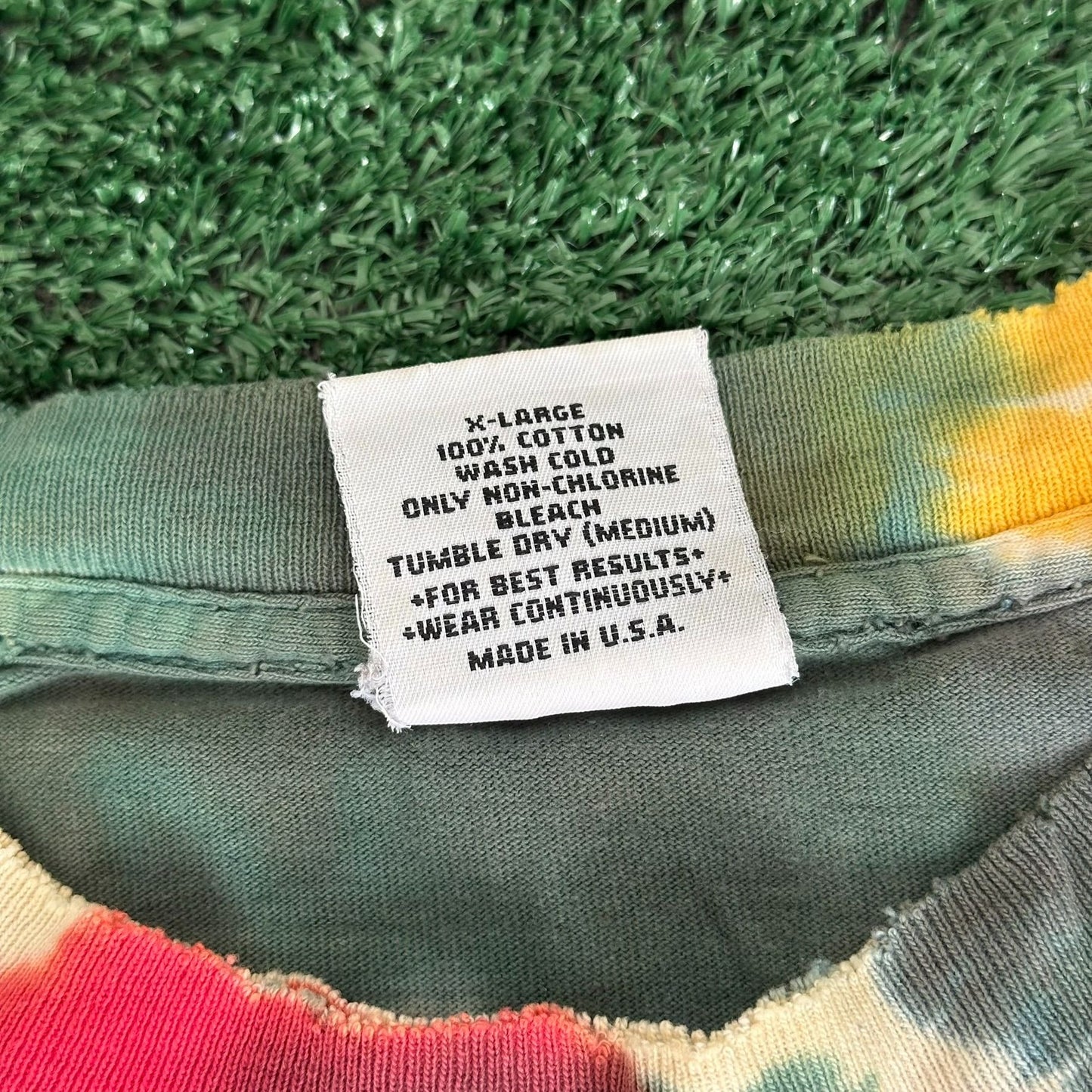 Vintage 90s Eye-Dye Rasta Frog T-Shirt Tie Dye Festival Skater Hippie Deadhead XL