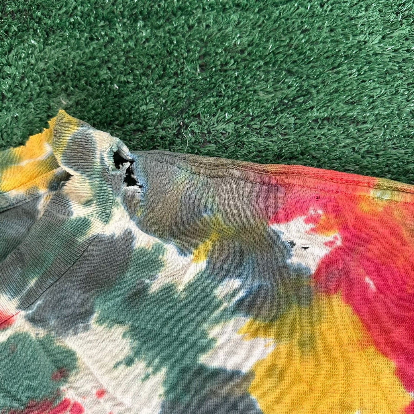 Vintage 90s Eye-Dye Rasta Frog T-Shirt Tie Dye Festival Skater Hippie Deadhead XL