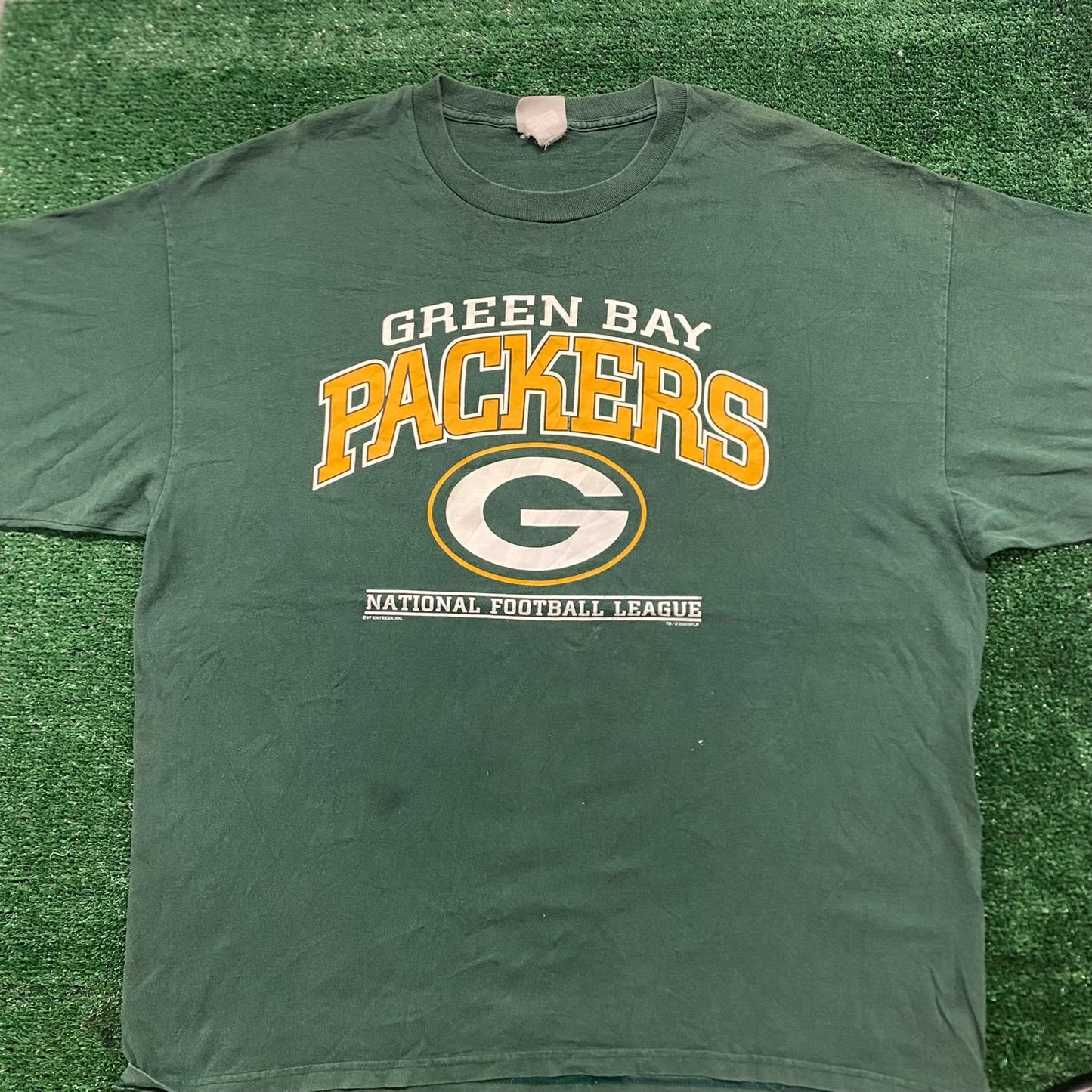 Vintage Y2K Packers Football NFL Sports Sun Faded Baggy Tee