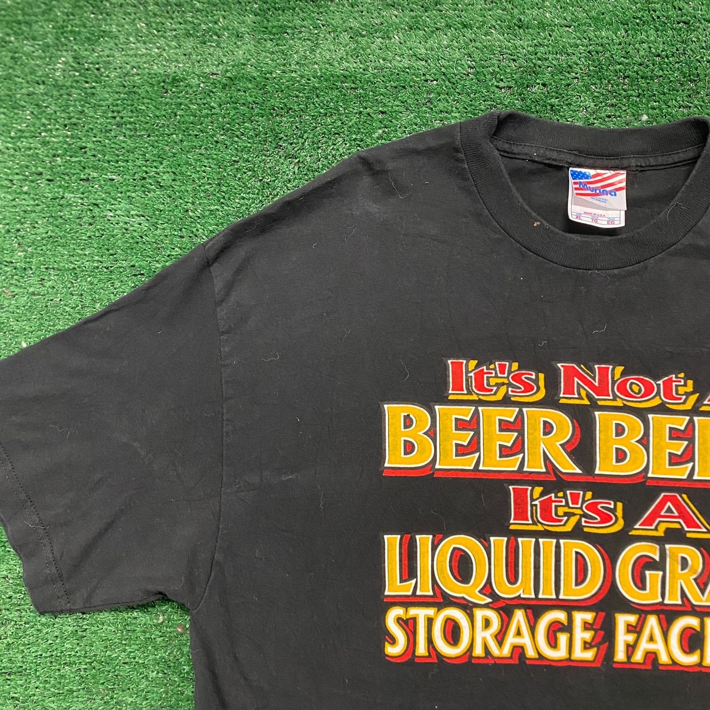 Vintage 90s Beer Belly Funny Quote Baggy Drunk Humor Tee