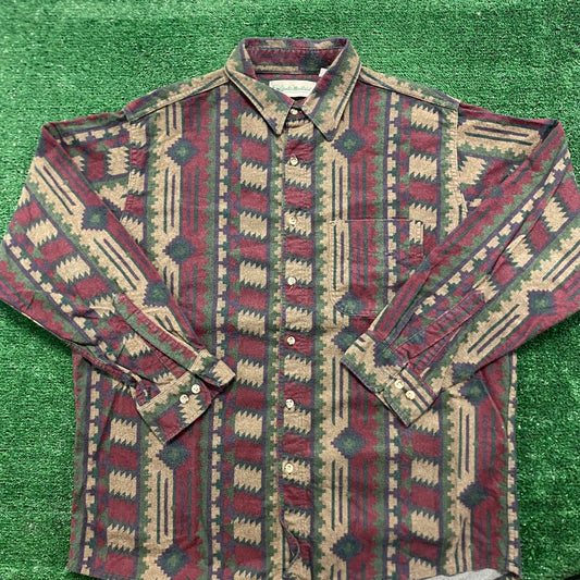 Vintage 90s Aztec Tribal Essential Baggy Geometric Shirt