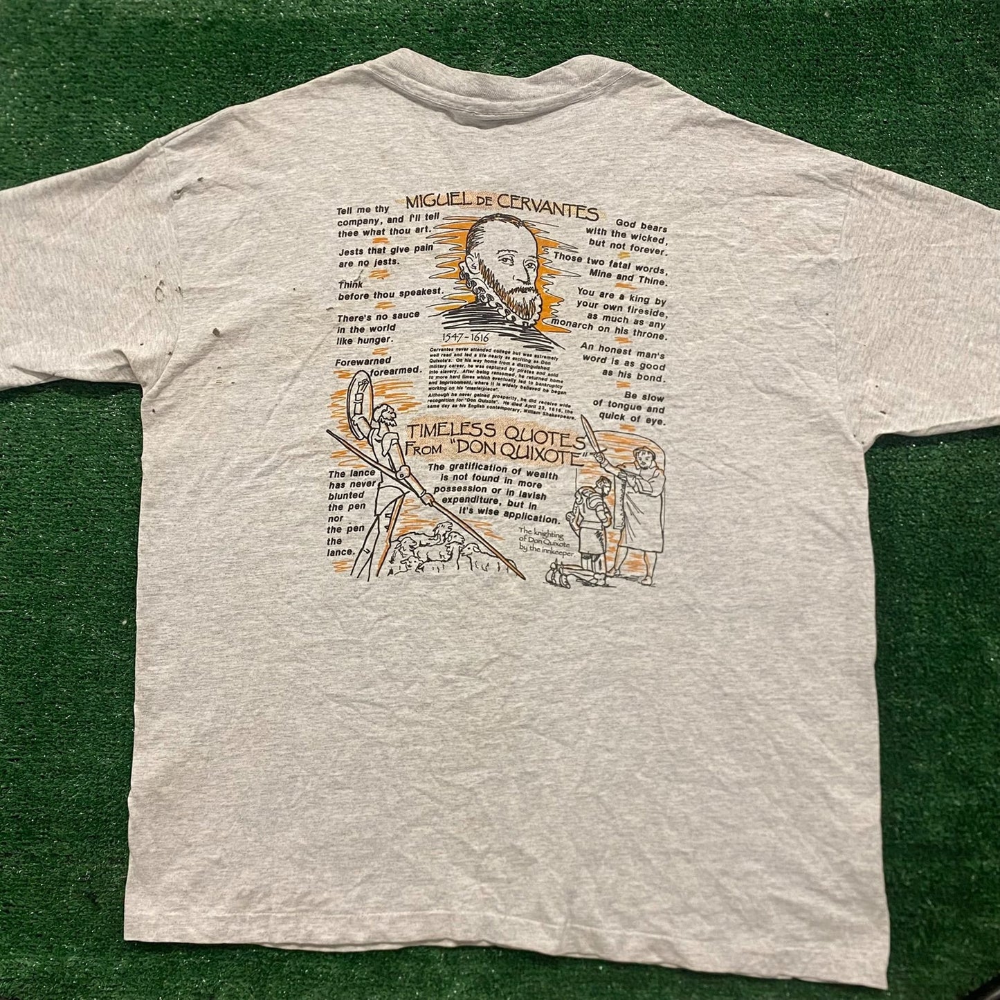 Vintage 90s Don Quixote Book Quote Grunge Single Stitch Tee