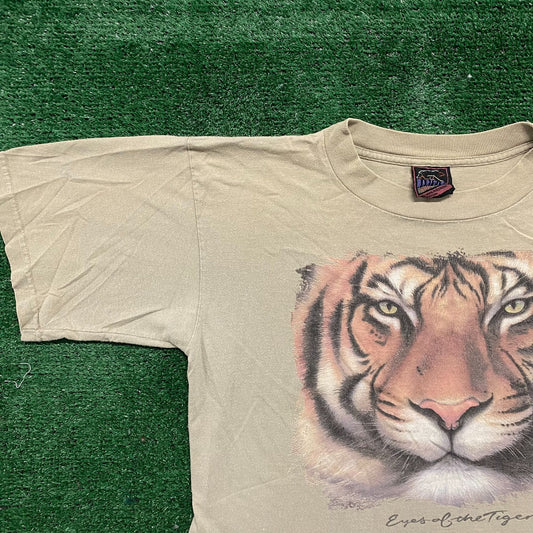 Vintage 90s Tiger Nature Shirt Tonal Animal Artwork Tee