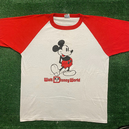 Vintage 80s Mickey Mouse Shirt Single Stitch Disney Raglan Tee