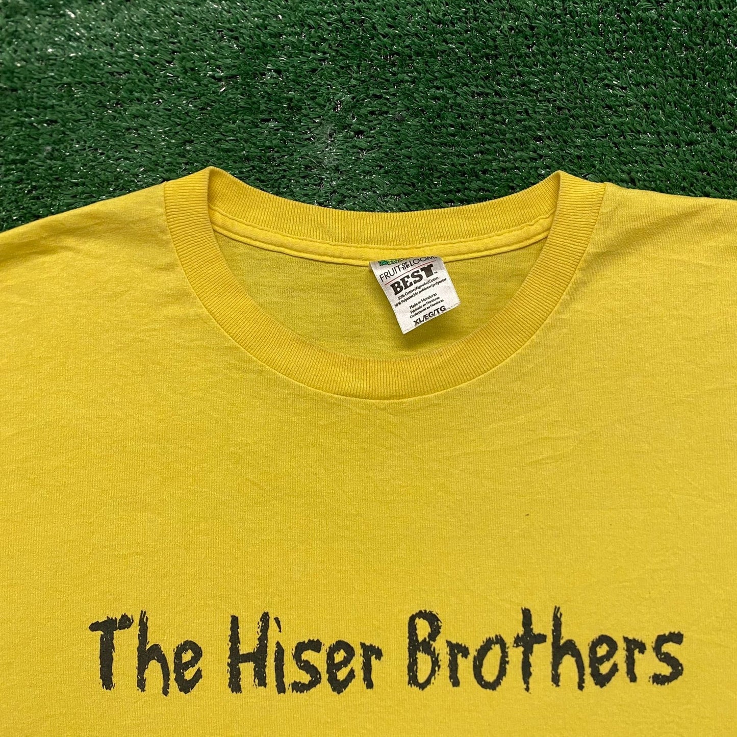 Vintage Y2K Baggy Yellow Hiser Brothers Music Band T-Shirt