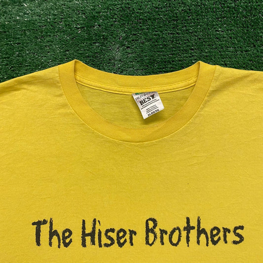Vintage Y2K Baggy Yellow Hiser Brothers Music Band T-Shirt