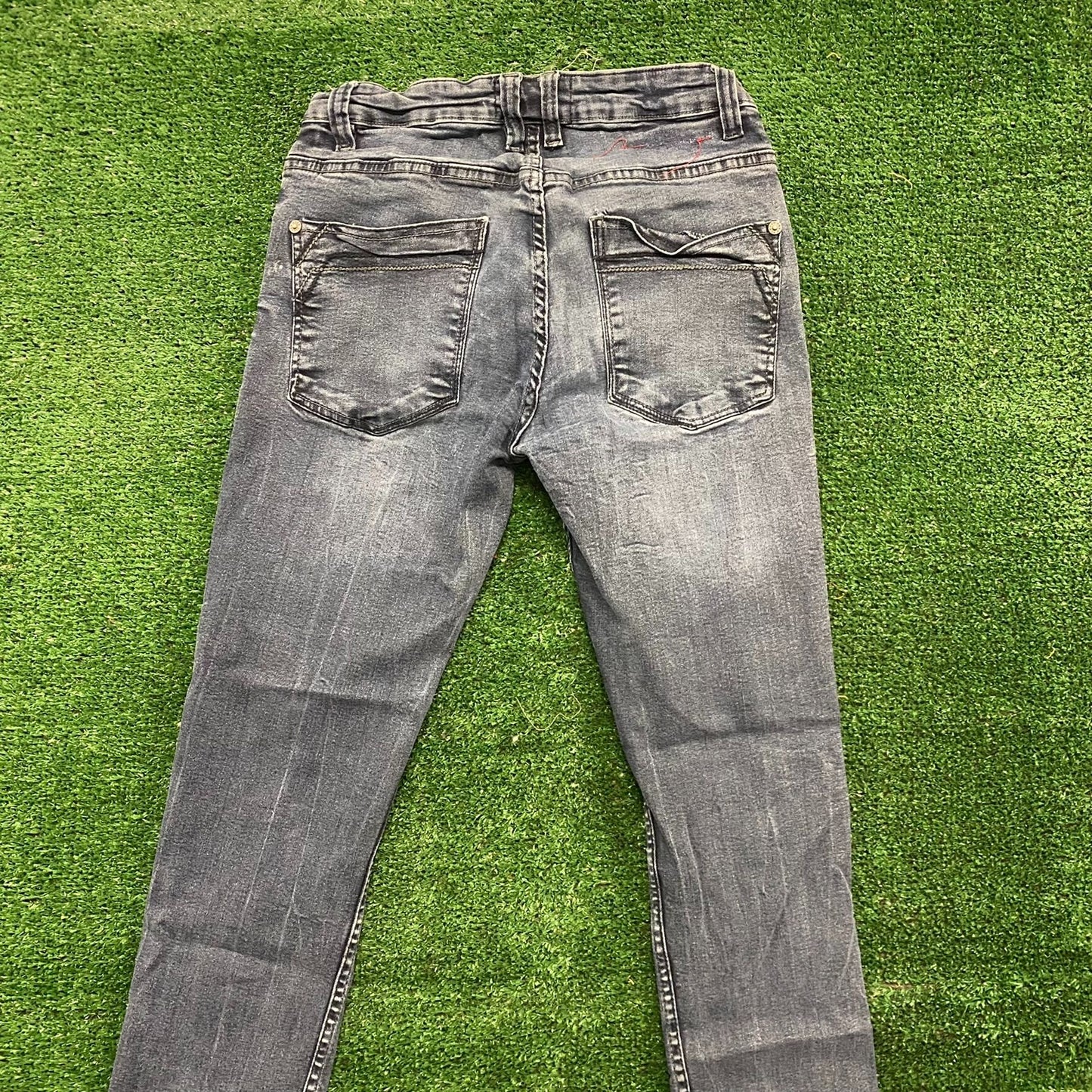 Stonewashed Faded Dark Wash Skinny Jeans