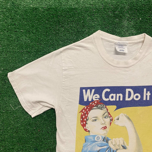 Vintage Y2K WW2 Propaganda Poster Shirt USA Rosie Riveter Tee