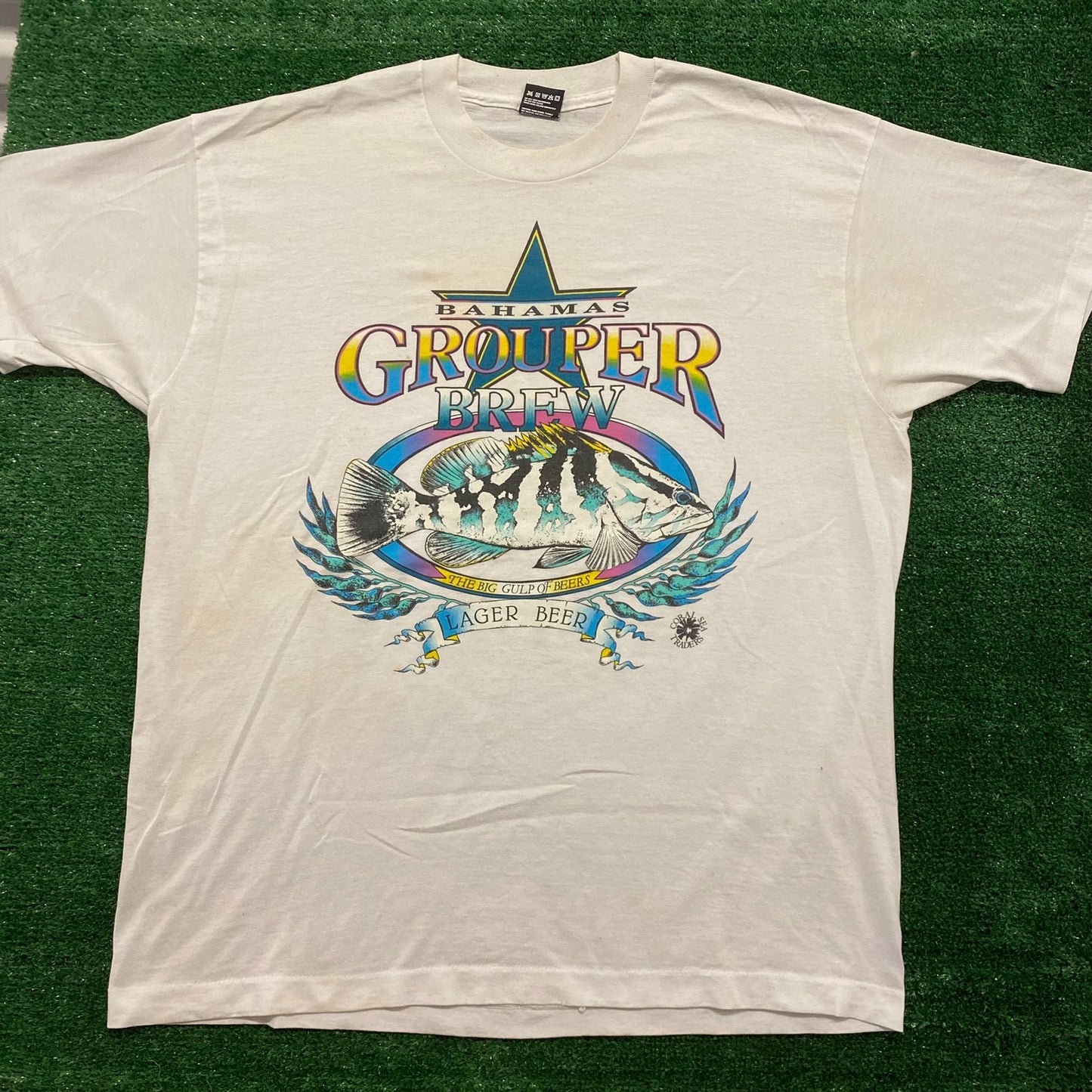Bahamas Grouper Brew Vintage 90s Beer T-Shirt