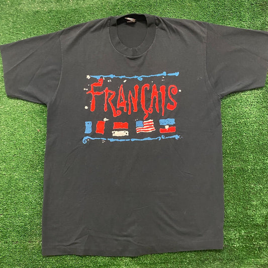 France French Flag Vintage 90s Single Stitch T-Shirt