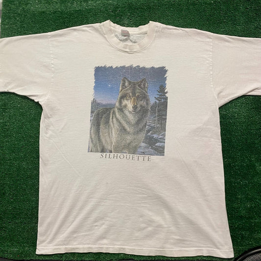 Vintage 90s Wolf Nature Art Single Stitch Animals T-Shirt