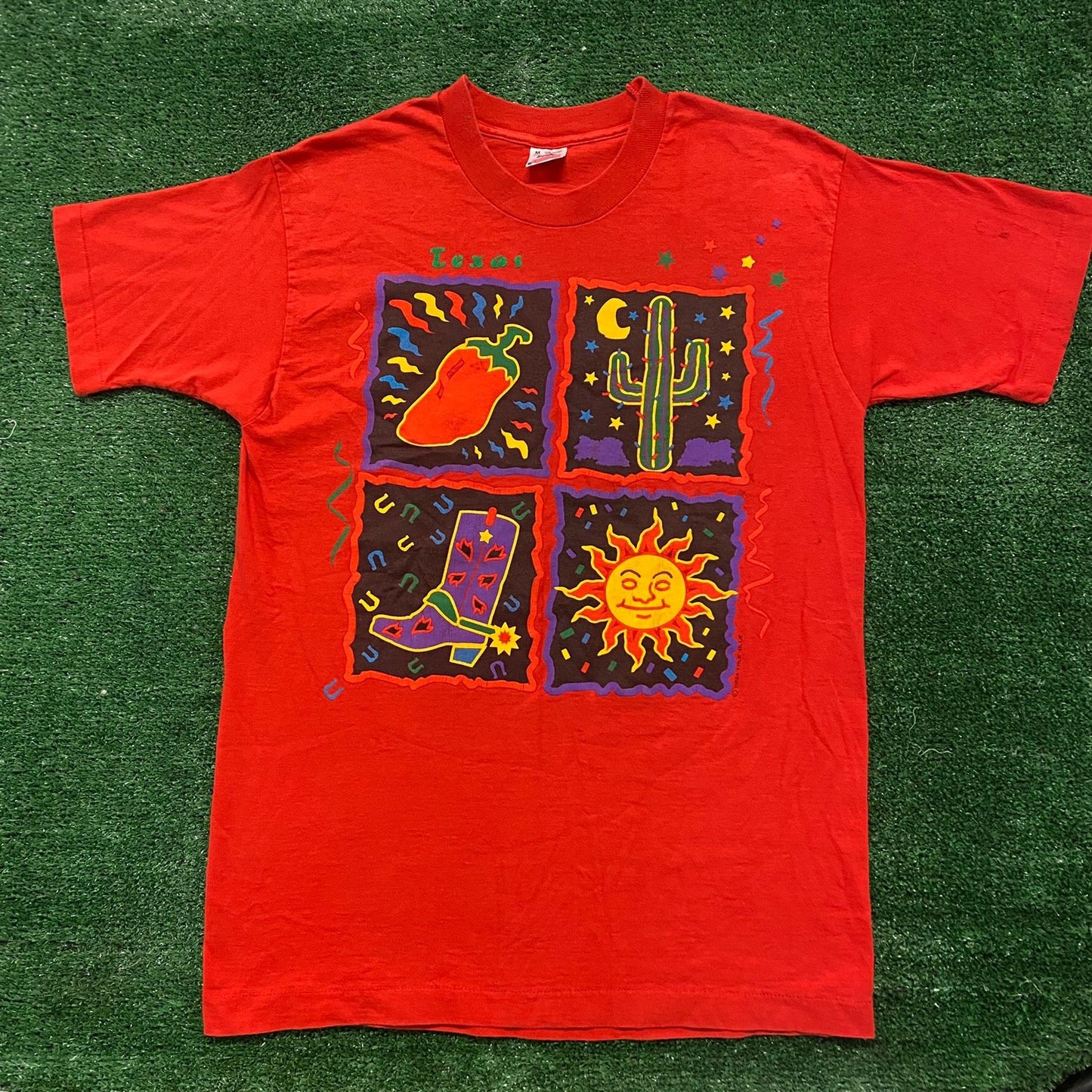 Vintage 90s Texas Pop Art Shirt Single Stitch Tourist Tee