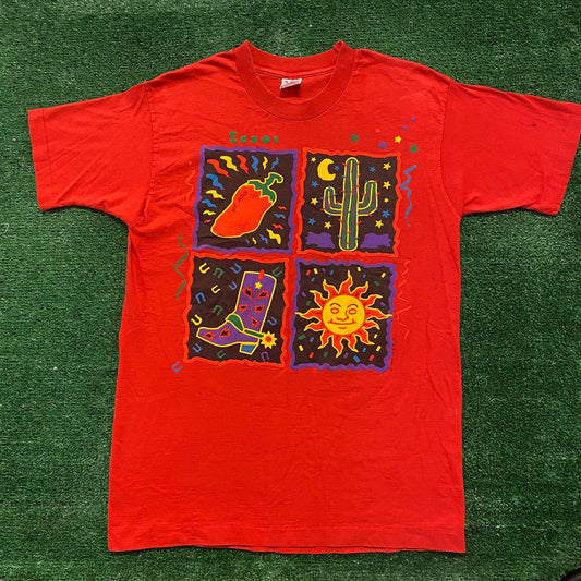 Vintage 90s Texas Pop Art Shirt Single Stitch Tourist Tee