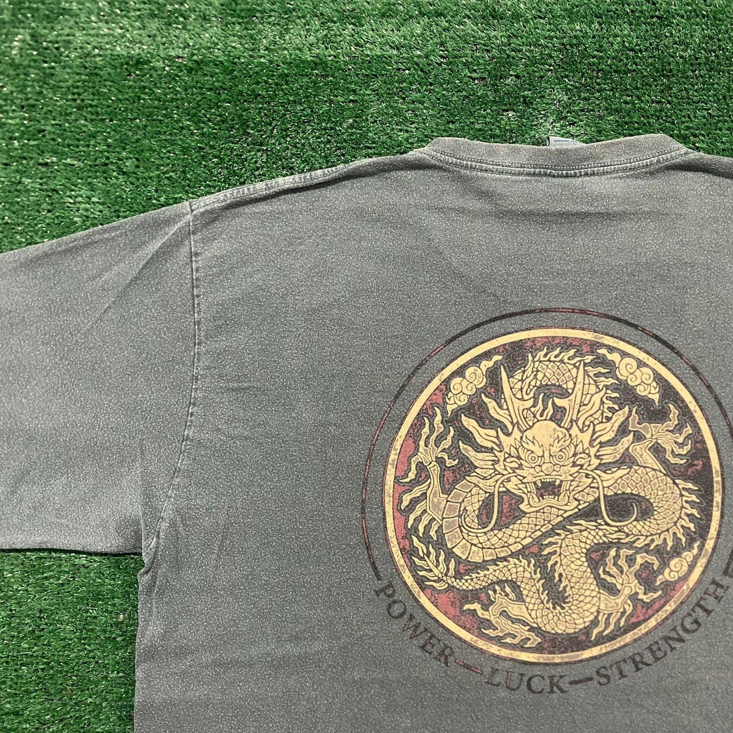 Vintage Y2K Japan Dragon Sun Faded Crazy Shirts Punk Tee