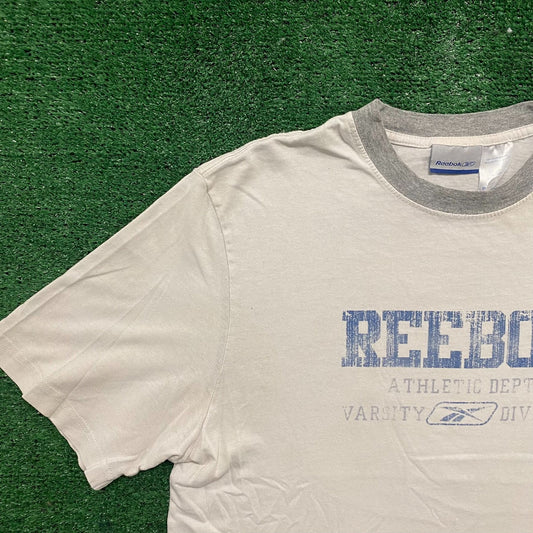 Vintage Y2K Reebok Logo Shirt White Athletic Ringer Tee