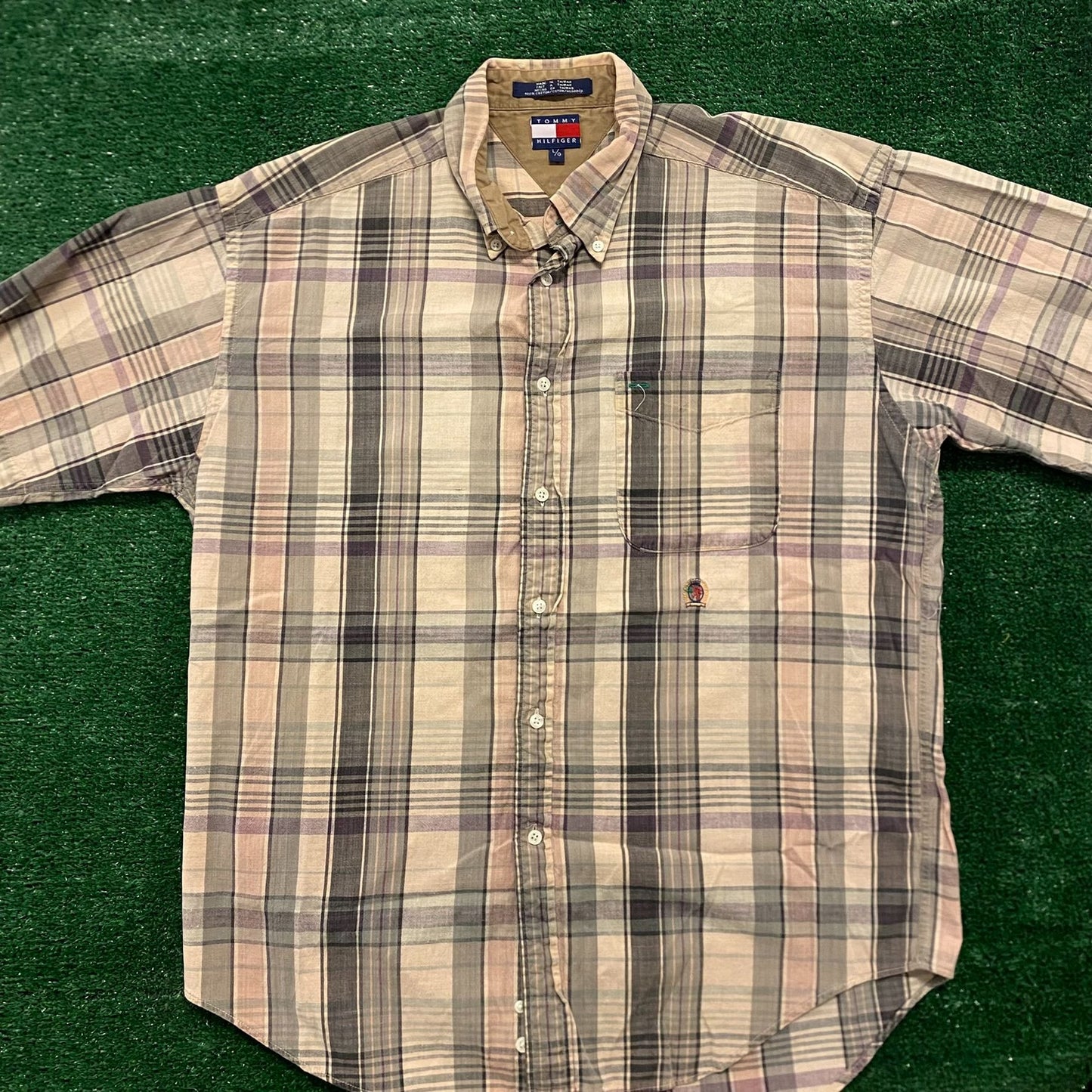 Tommy Hilfiger Plaid Vintage Preppy Casual Button Up Shirt