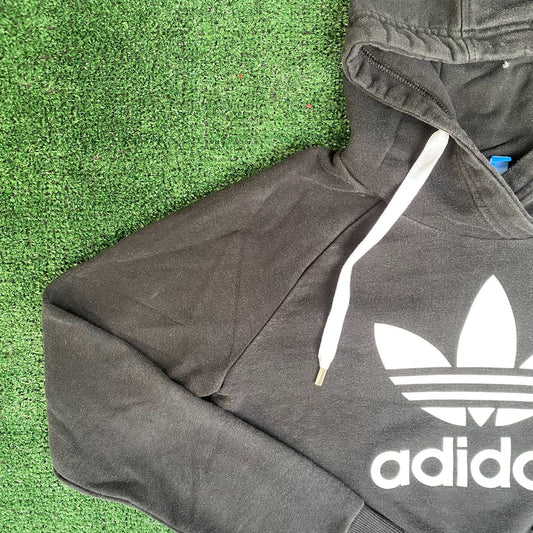 Vintage Y2K Adidas Logo Hoodie Crop Top Trefoil Sweatshirt