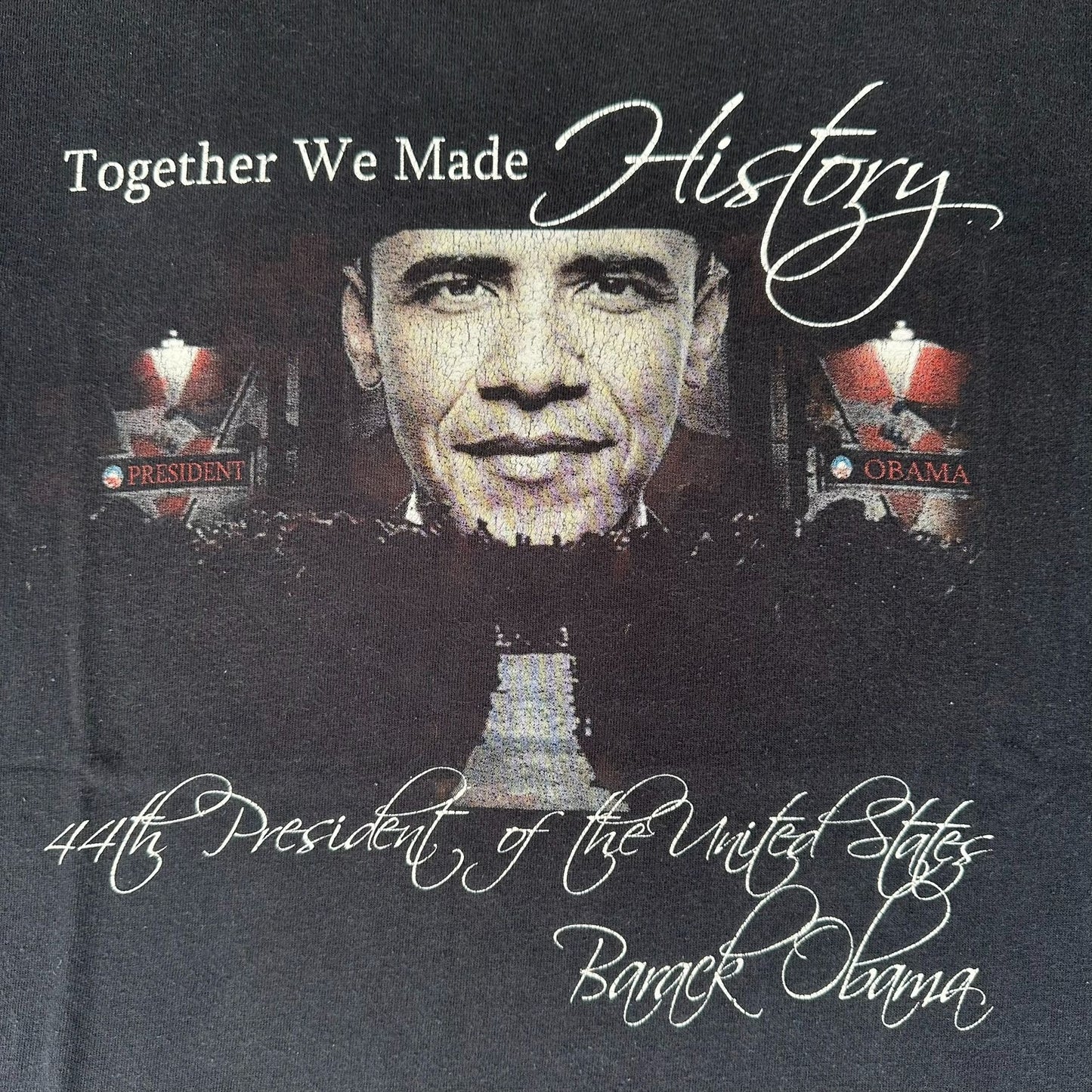Vintage Y2K Barack Obama Inauguration T-Shirt Political M Black History USA