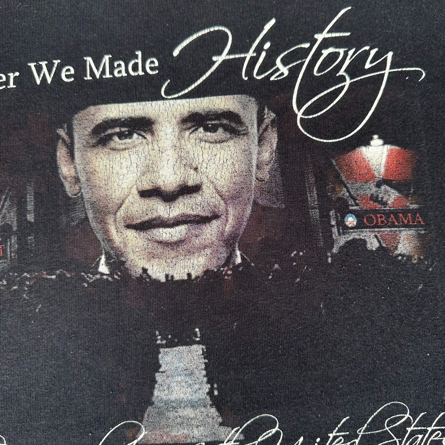 Vintage Y2K Barack Obama Inauguration T-Shirt Political M Black History USA