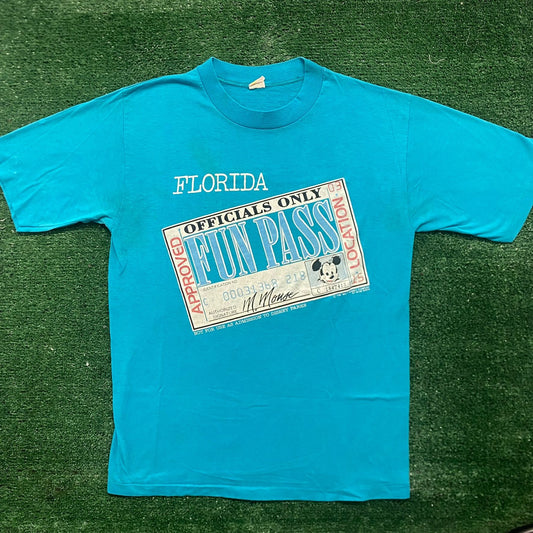Vintage 80s Disney World Shirt Blue Single Stitch Florida Tee