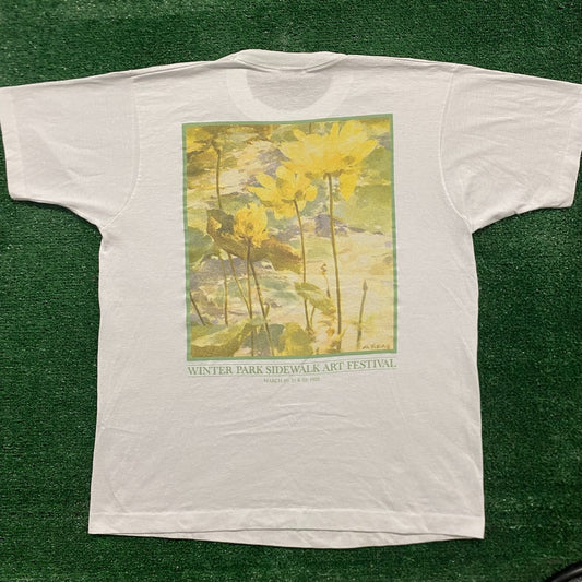 Vintage 90s Watercolor Art Festival Flower Single Stitch Tee