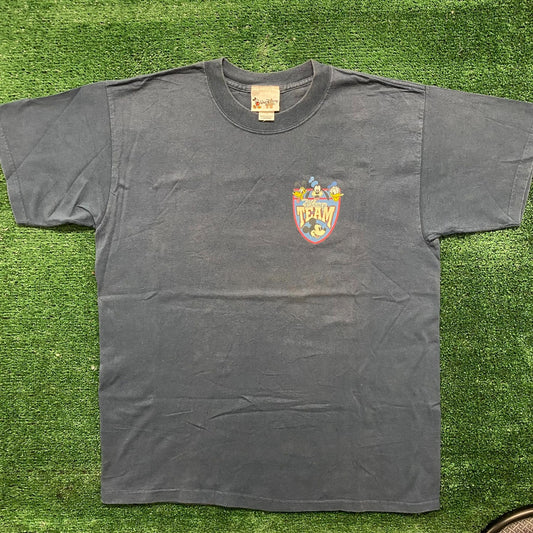 Vintage 90s Disney Shirt Navy Sun Faded Mickey Cartoon Tee