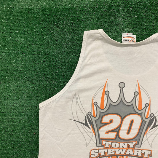 Vintage Y2K NASCAR Tony Stewart Racing White Tank Top Tee