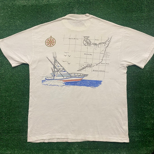 Vintage 90s Essential Florida Keys Map Single Stitch T-Shirt