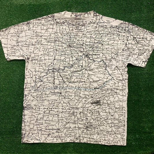 Eastern States Road Map Highways Vintage 90s T-Shirt