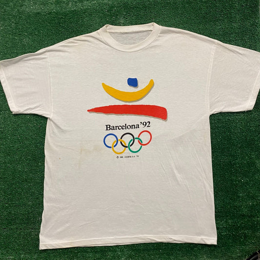 Vintage 90s 1992 Olympics Barcelona Single Stitch Sports Tee
