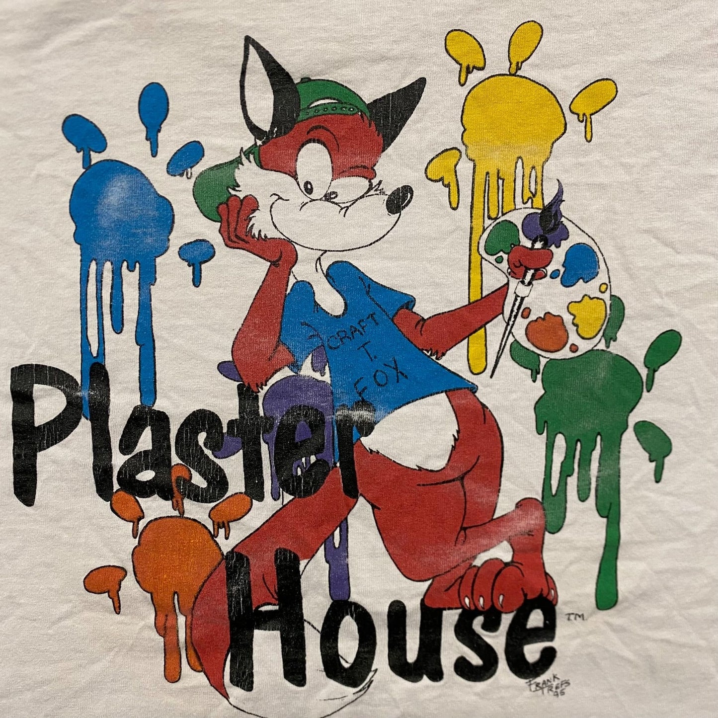 Vintage 90s Painting Fox Colorful Art Grunge Punk Artist Tee