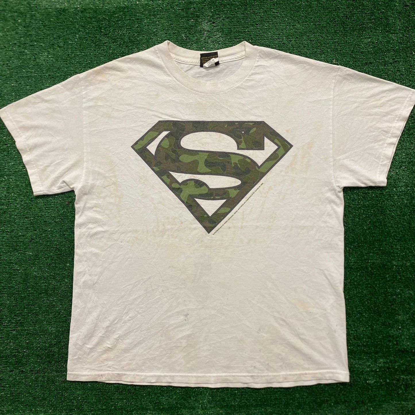 Vintage Y2K Essential Superman Camo Comic Movie T-Shirt
