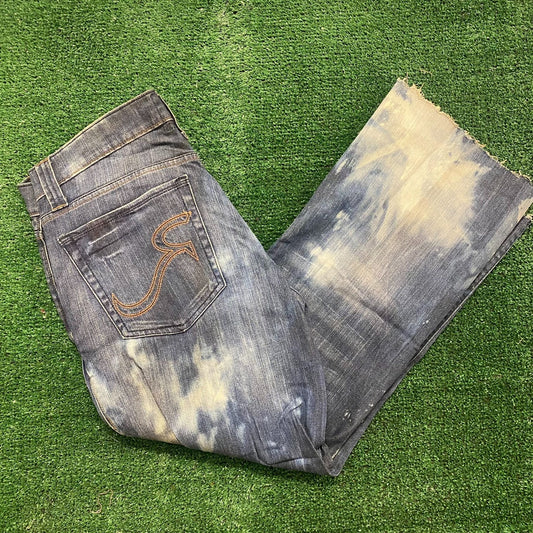 Distressed Bleached Faded Vintage Y2K Denim Jeans Pants