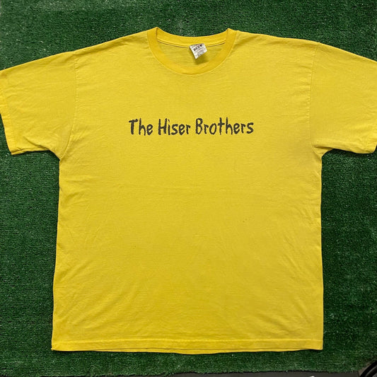Vintage Y2K Baggy Yellow Hiser Brothers Music Band T-Shirt