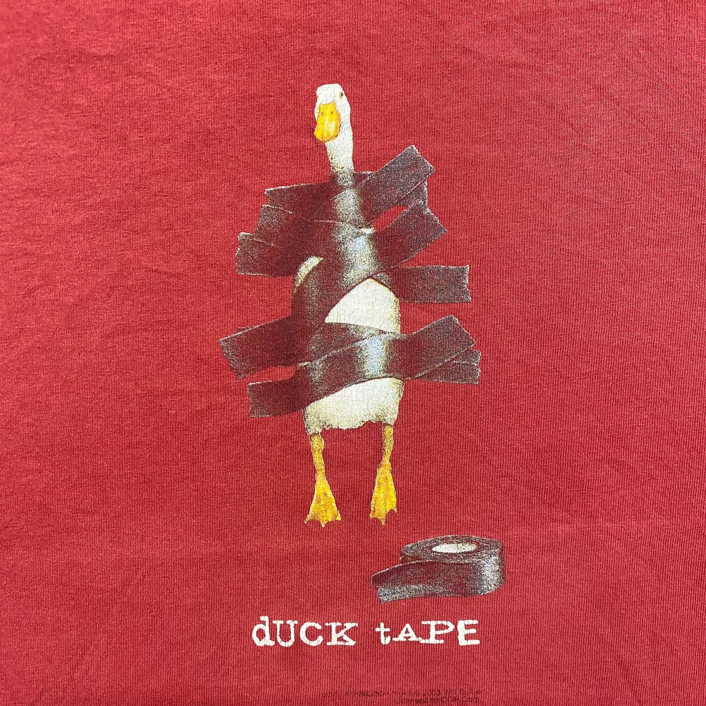 Vintage 90s Duck Tape Funny Animal Pun Humor Sun Faded Tee