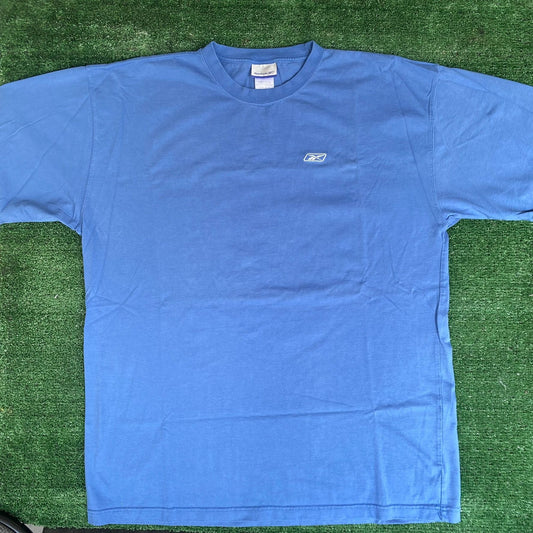 Vintage Y2K Reebok Logo Shirt Embroidered Blue Athletic Tee
