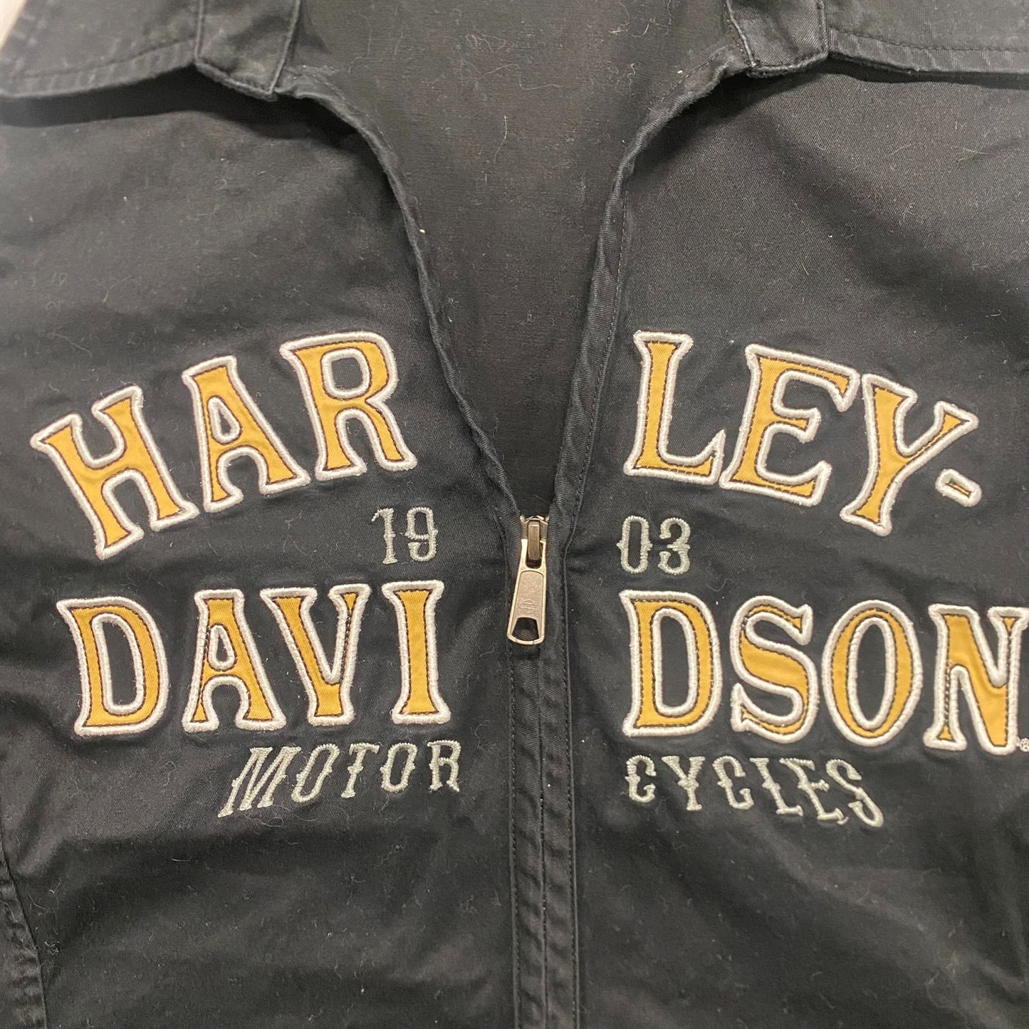 Vintage Y2K Harley Davidson Spell Out Zip Front Shirt