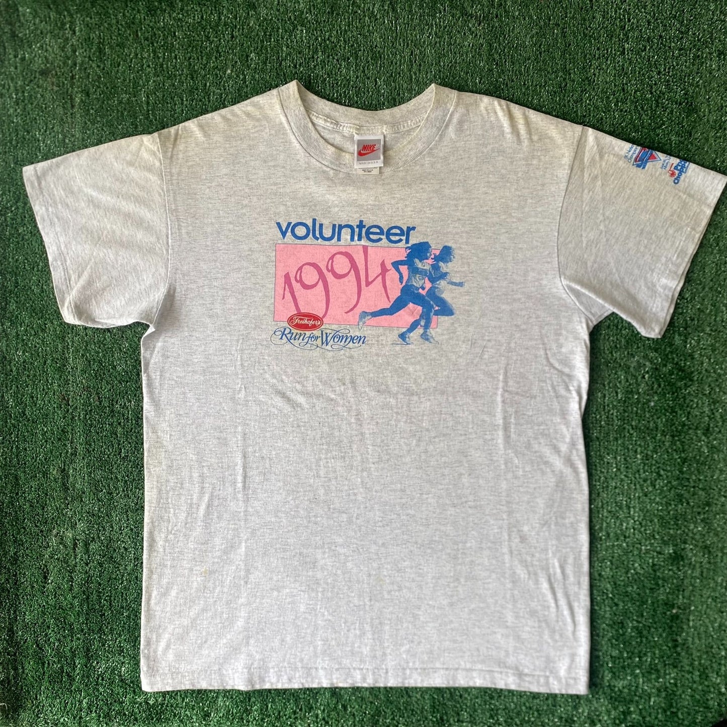 Vintage 90s Nike Running Shirt Single Stitch Volunteer Tee